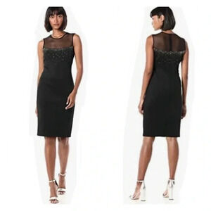 Calvin Klein Sleeveless Sheath with Illusion Neckline Sleeveless Dress Size 6